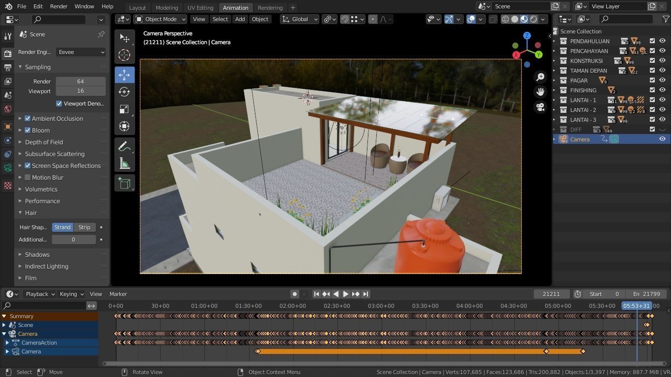 Blender Eevee Minimalist Home Design Low-poly 3D model 3D model_12