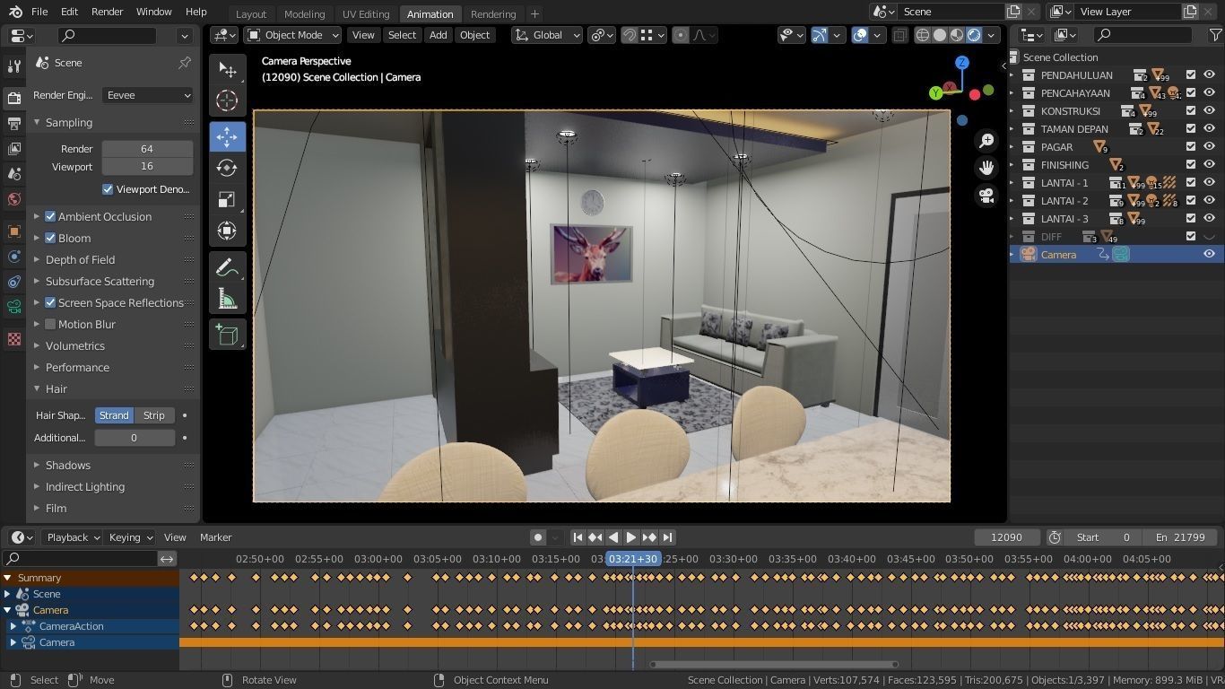 Blender Eevee Minimalist Home Design Low-poly 3D model 3D model_24