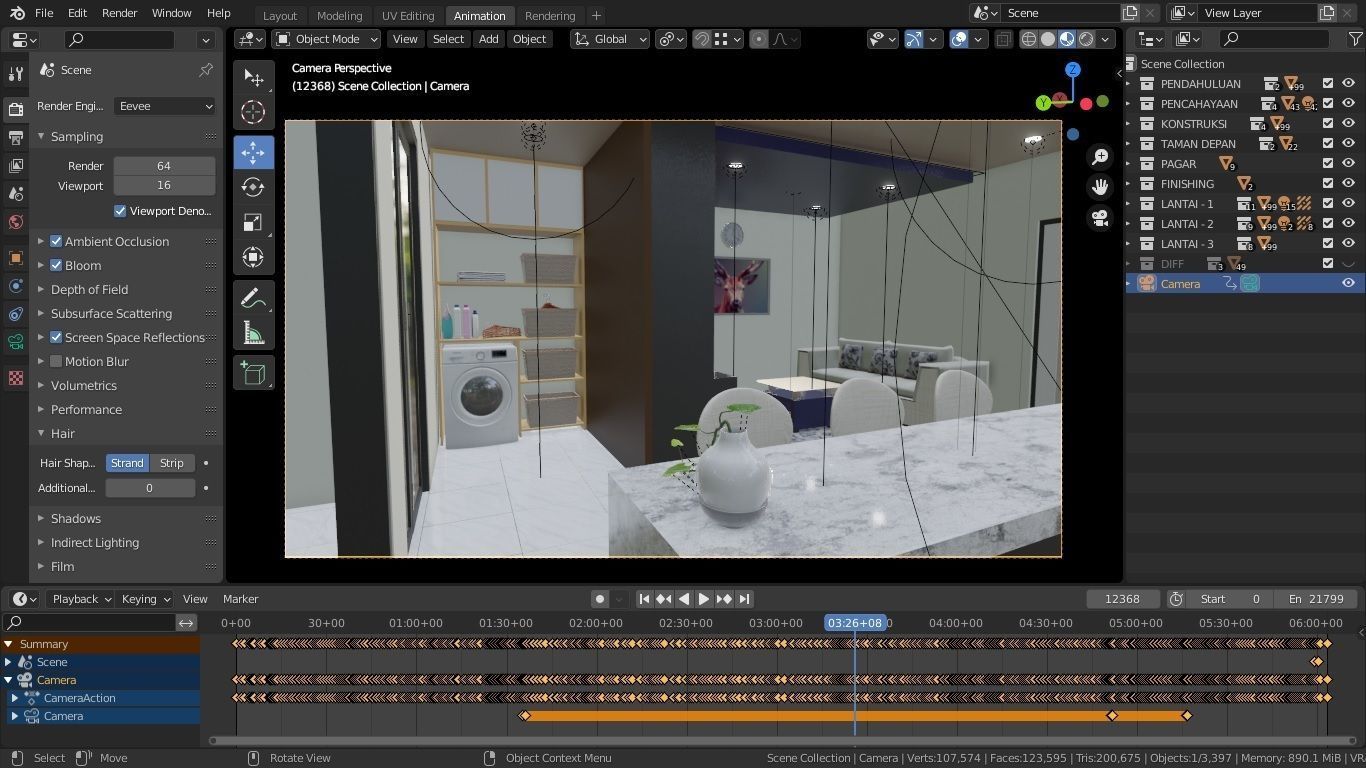 Blender Eevee Minimalist Home Design Low-poly 3D model 3D model_7