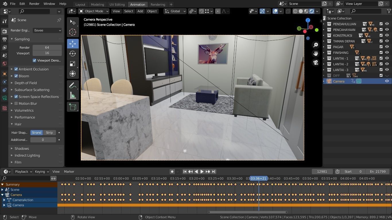 Blender Eevee Minimalist Home Design Low-poly 3D model 3D model_22