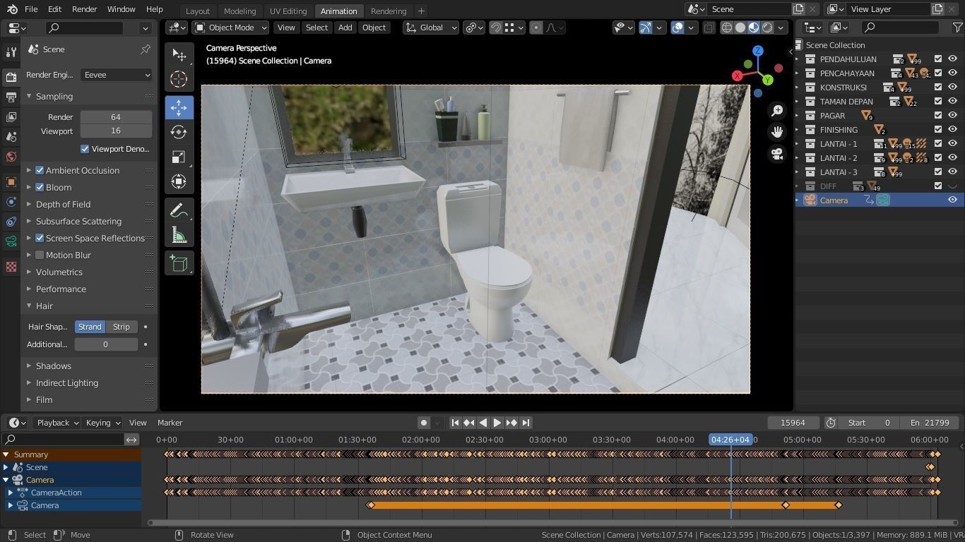 Blender Eevee Minimalist Home Design Low-poly 3D model 3D model_8