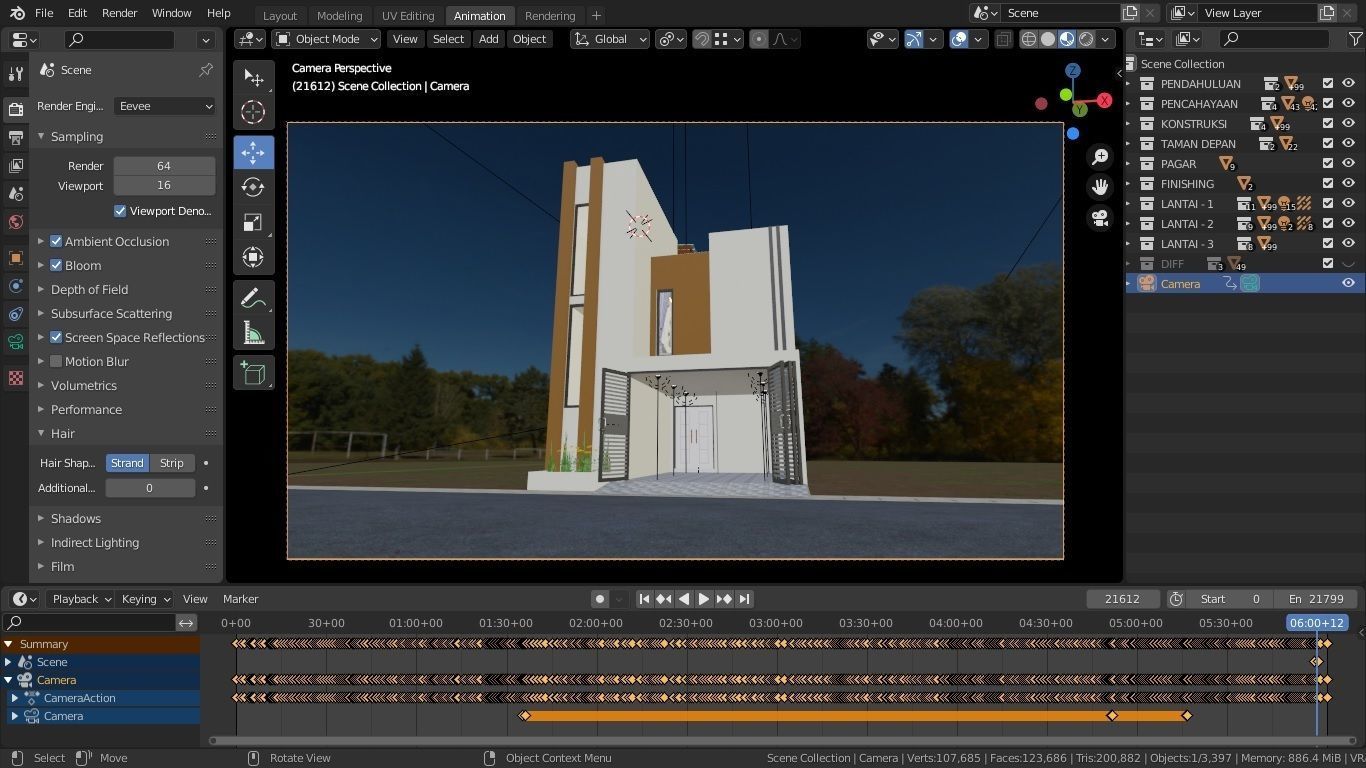 Blender Eevee Minimalist Home Design Low-poly 3D model 3D model_4
