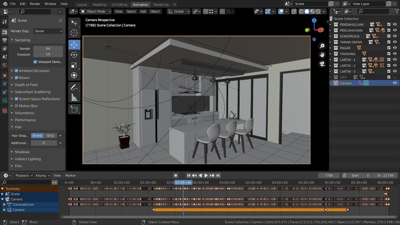 Blender Eevee Minimalist Home Design Low-poly 3D model 3D model_13
