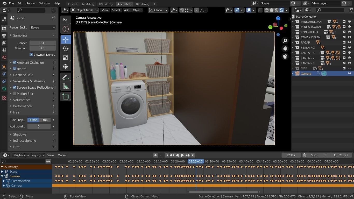 Blender Eevee Minimalist Home Design Low-poly 3D model 3D model_25