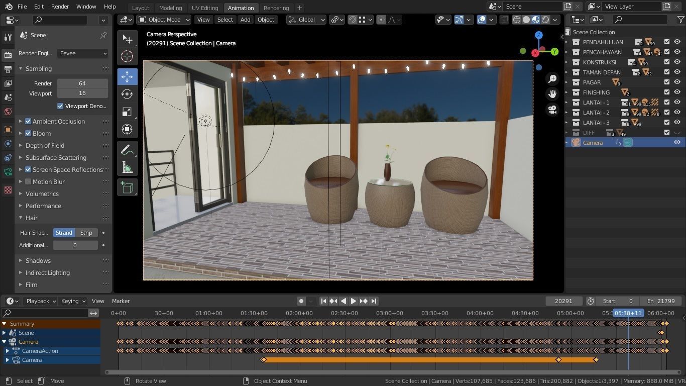 Blender Eevee Minimalist Home Design Low-poly 3D model 3D model_11