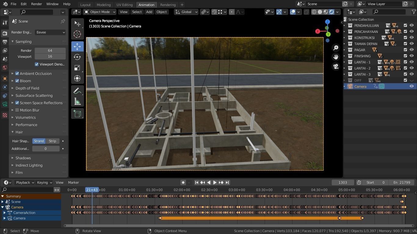 Blender Eevee Minimalist Home Design Low-poly 3D model 3D model_23