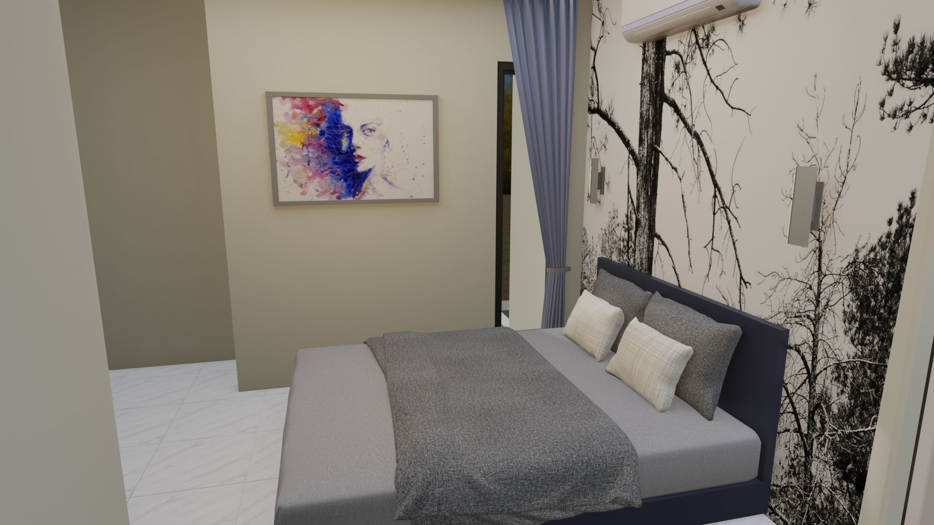 Blender Eevee Minimalist Home Design Low-poly 3D model 3D model_3