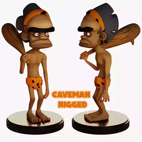Cartoon Caveman Low-poly 3D model
