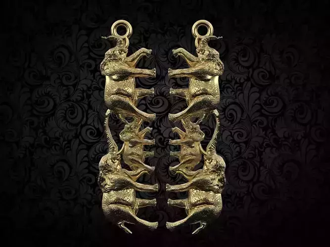 elephant hanging animal earring stl 