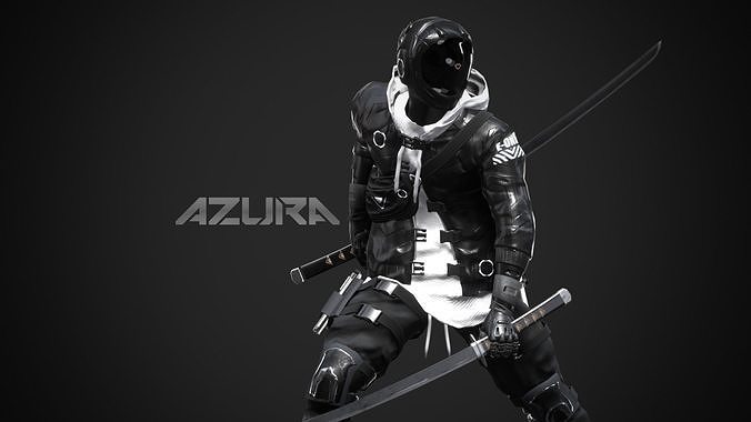 Cyberpunk Azura Robot Low-poly 3D model
