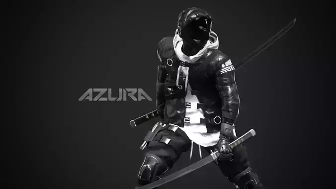Cyberpunk Azura Robot Low-poly 3D model