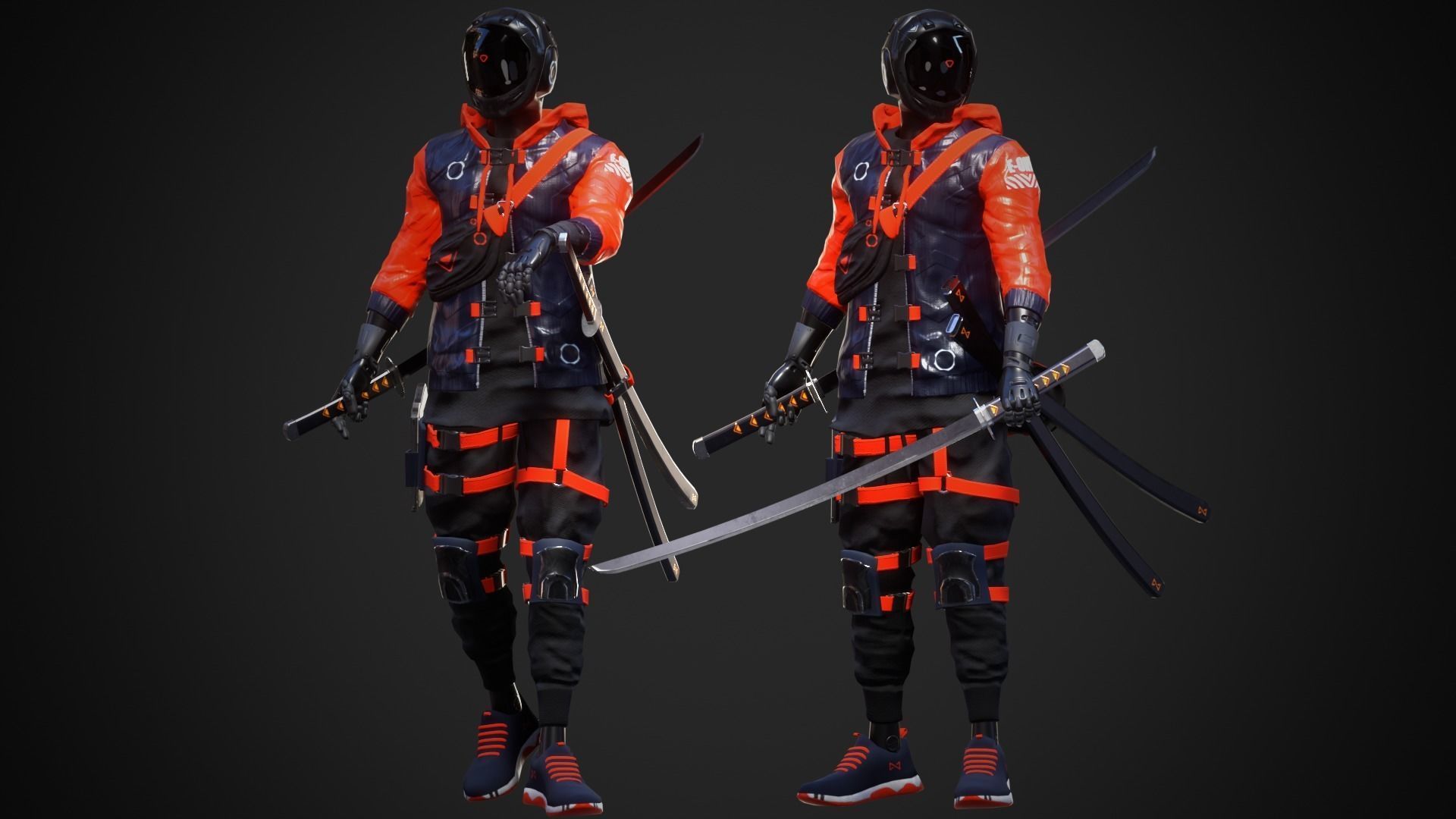 Cyberpunk Azura Robot Low-poly 3D model_3