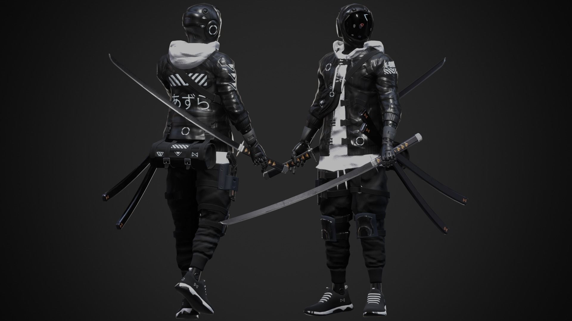 Cyberpunk Azura Robot Low-poly 3D model_2