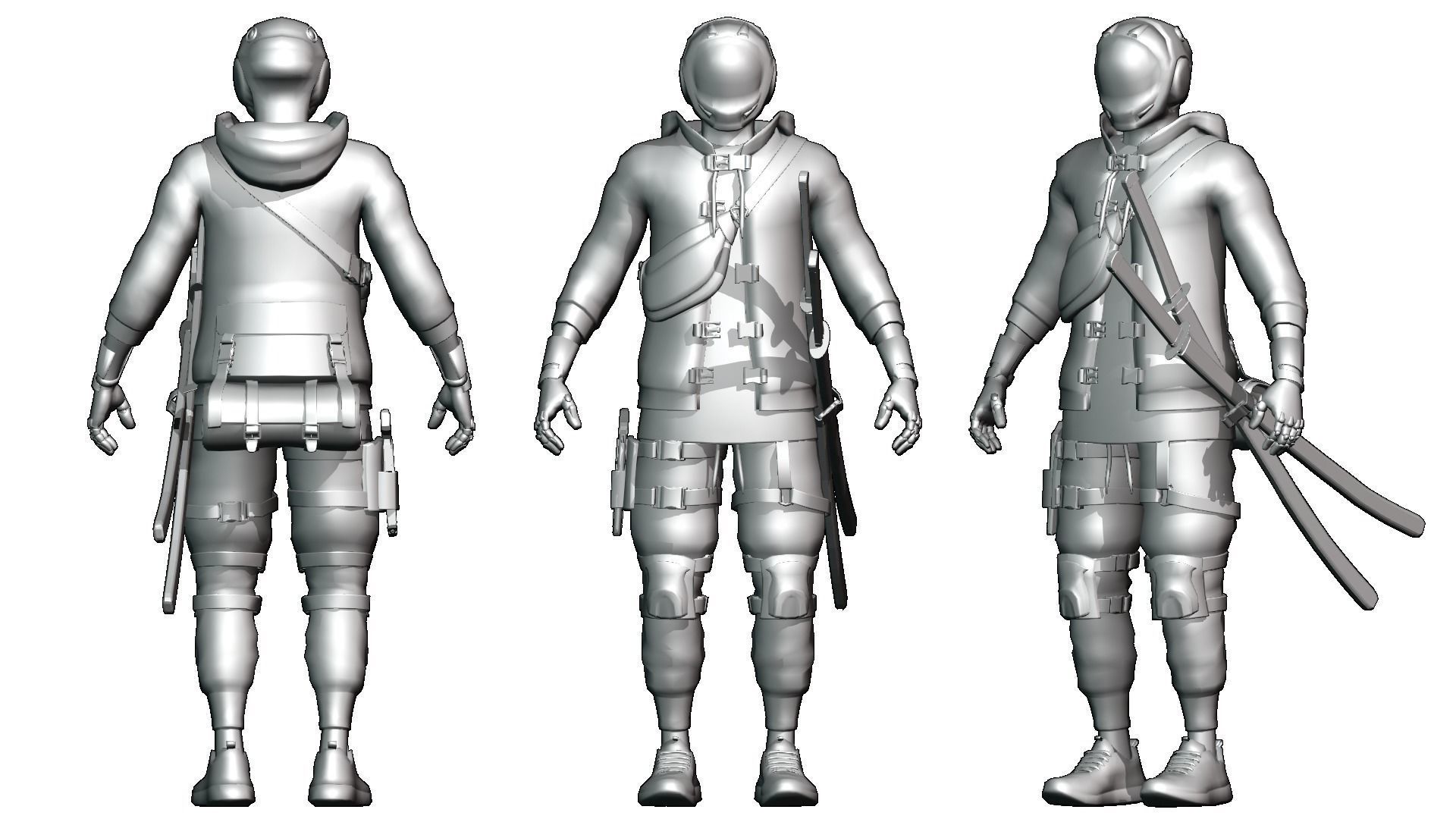 Cyberpunk Azura Robot Low-poly 3D model_9