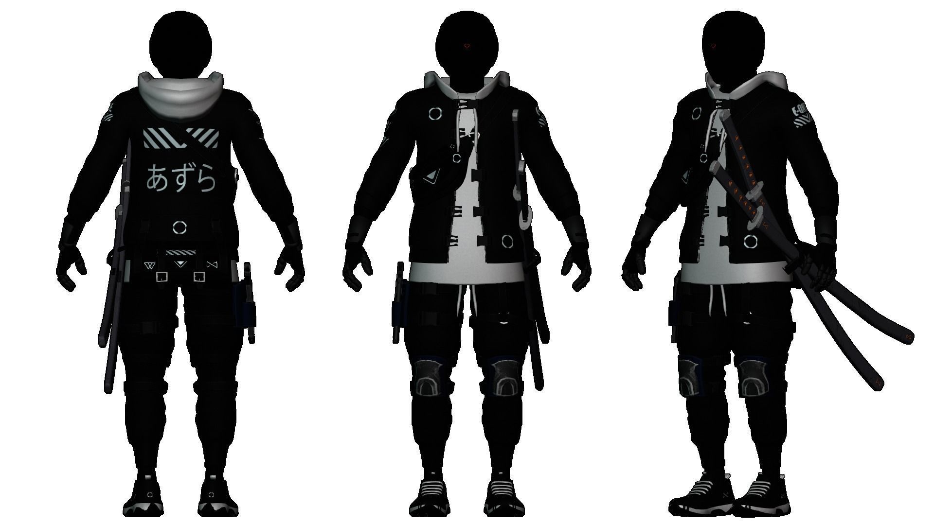 Cyberpunk Azura Robot Low-poly 3D model_8