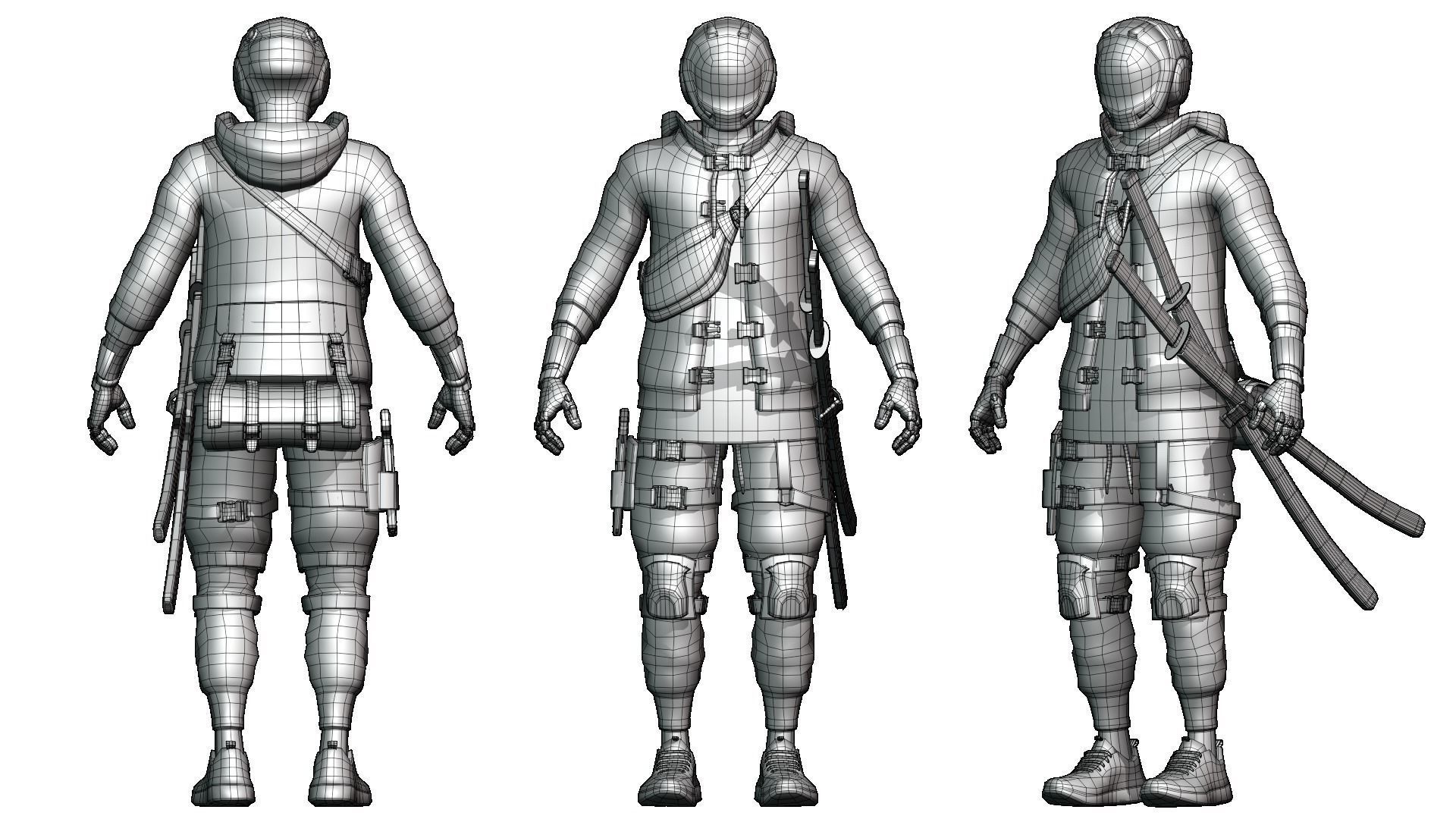Cyberpunk Azura Robot Low-poly 3D model_10