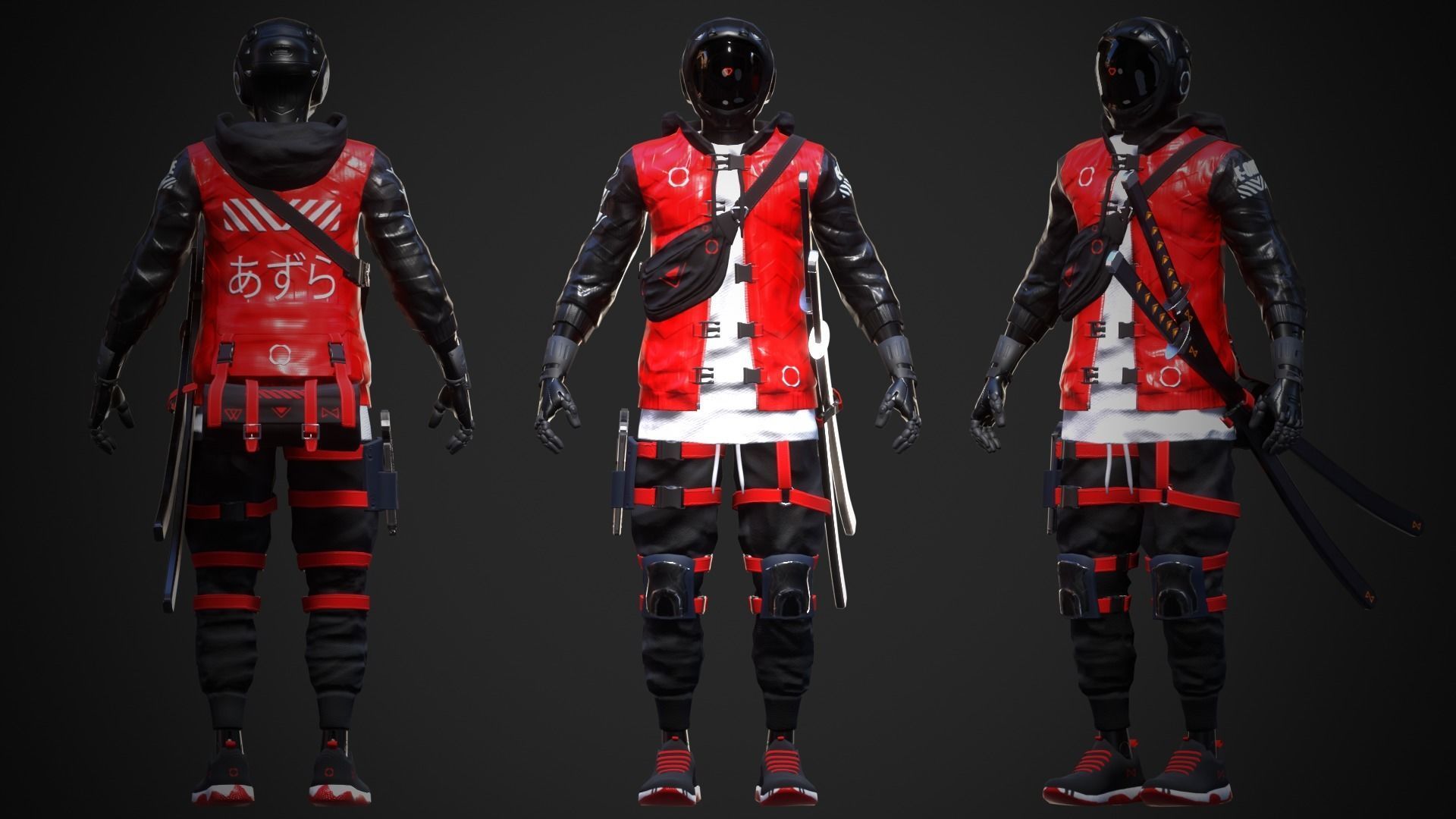 Cyberpunk Azura Robot Low-poly 3D model_7