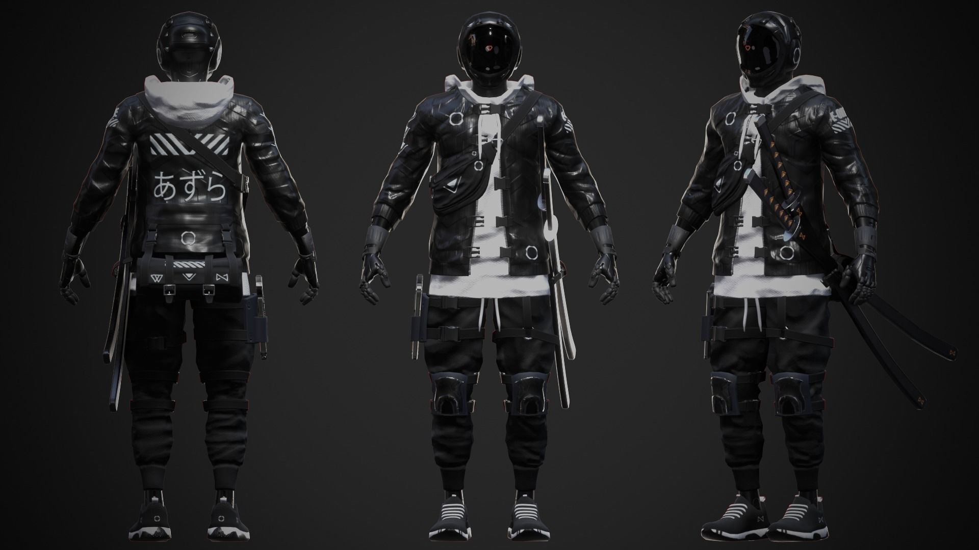 Cyberpunk Azura Robot Low-poly 3D model_5