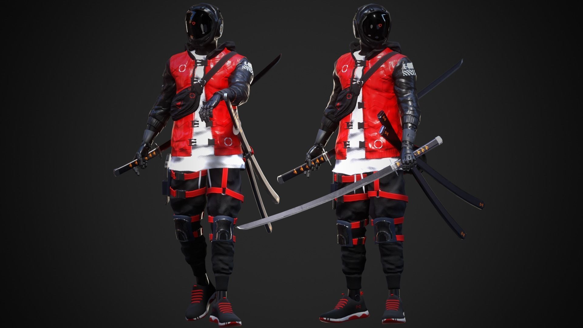 Cyberpunk Azura Robot Low-poly 3D model_4