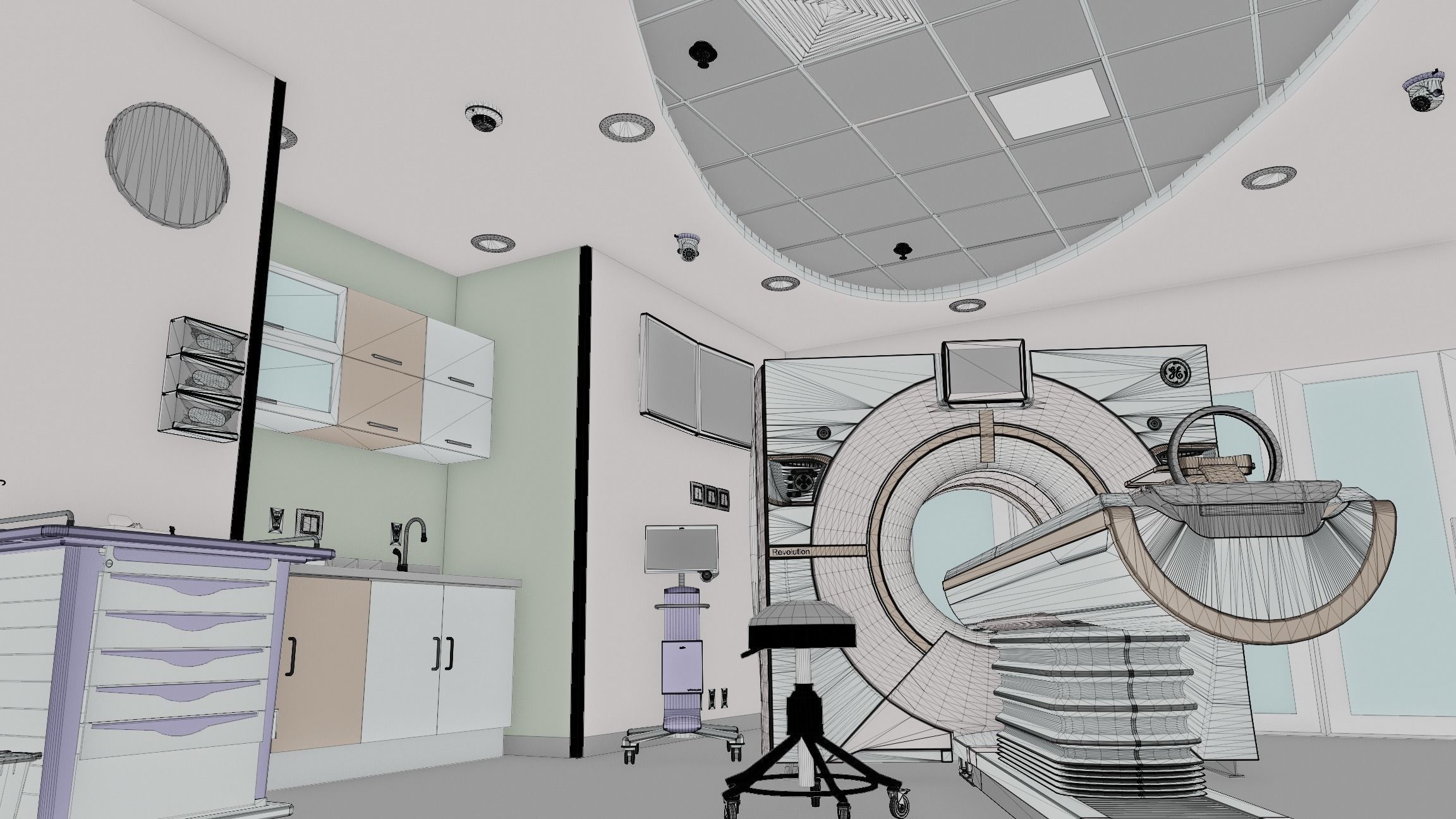 Medical Spaces-Radiology-CT-Scan  Room 3D model_18