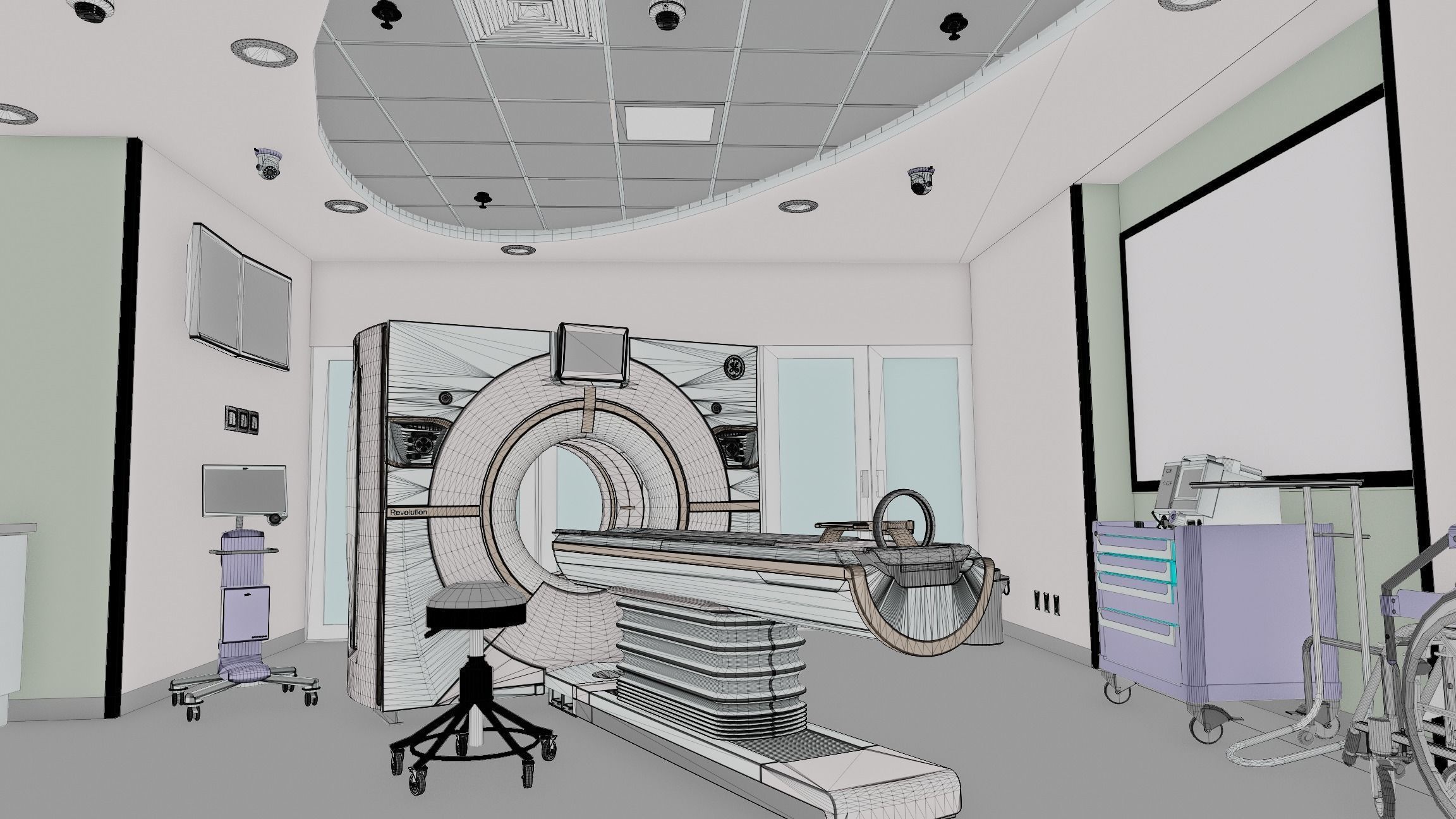 Medical Spaces-Radiology-CT-Scan  Room 3D model_14