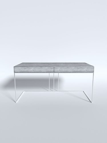 Minimalistic functional table made of wood with two deep shelves 3D model