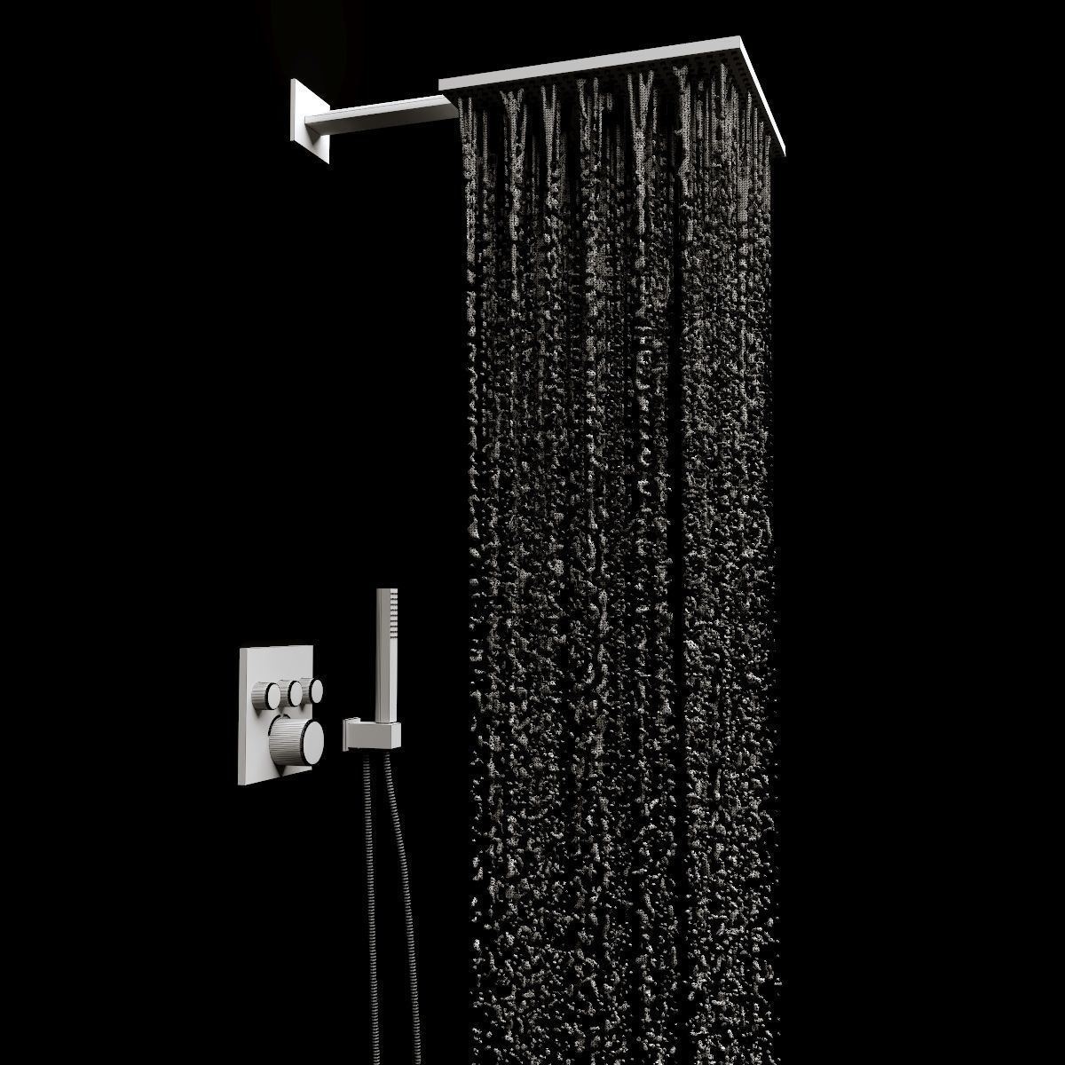 Shower head with water falling from it 3D model_3
