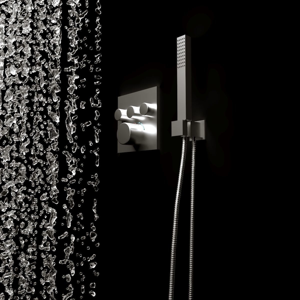 Shower head with water falling from it 3D model_1