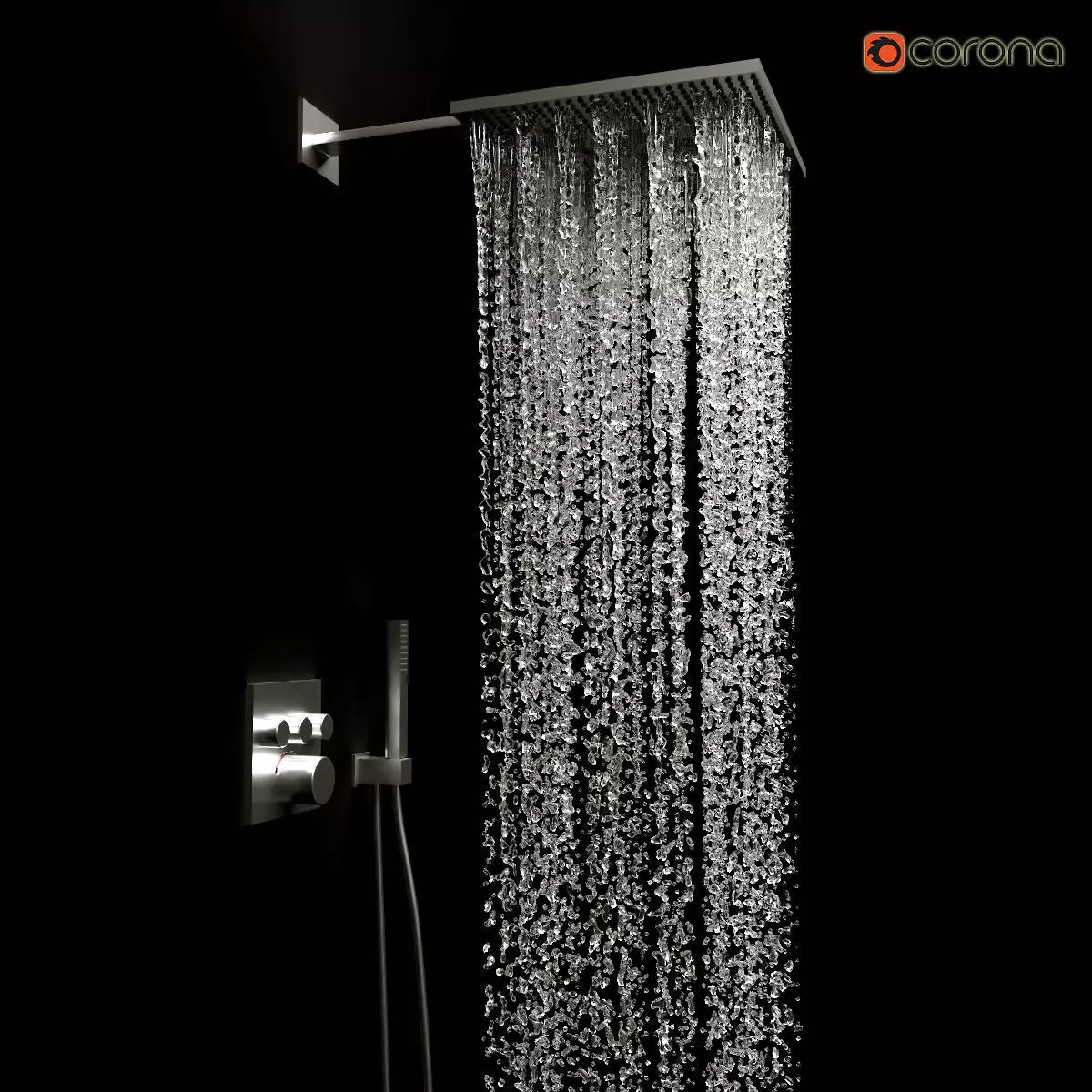 Shower head with water falling from it 3D model_0