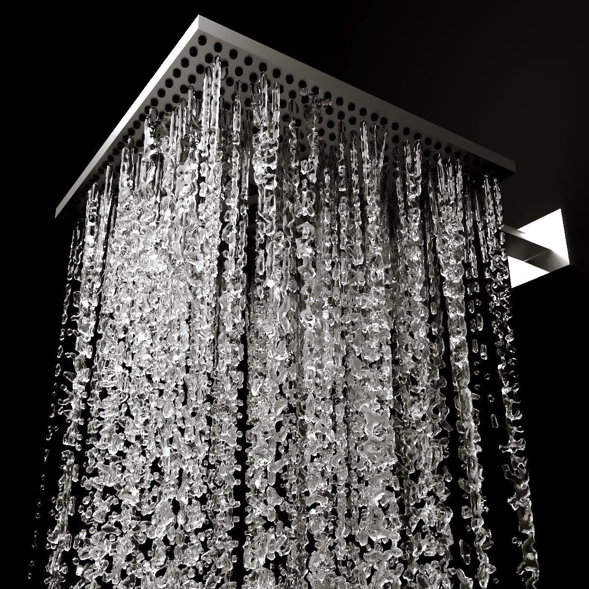 Shower head with water falling from it 3D model_2