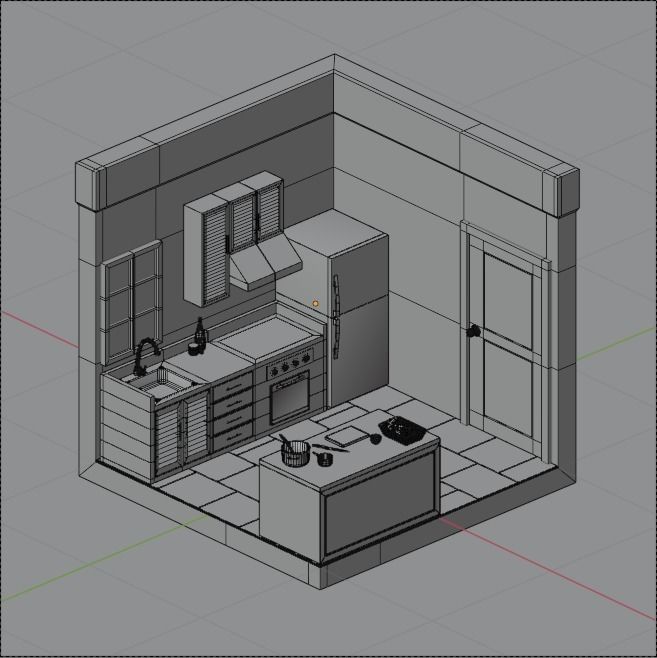 Isometric Kitchen 3D model_2
