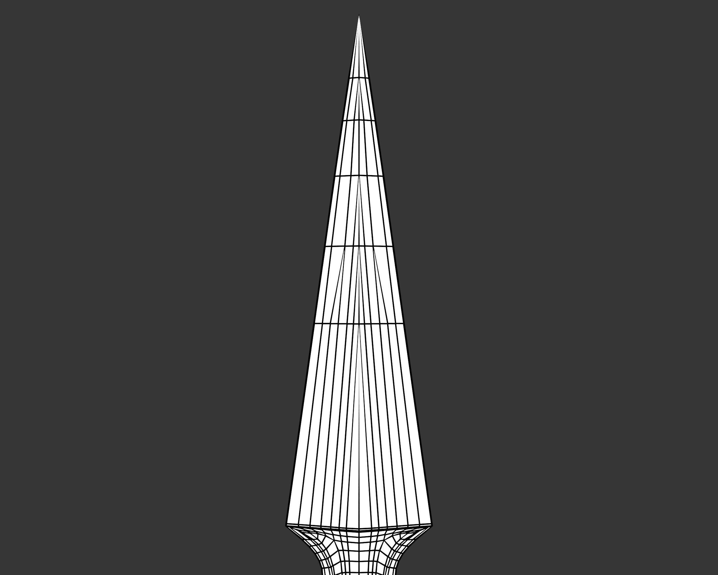 Medieval Elegant Weapon Throwing Knife Low-poly 3D model_11