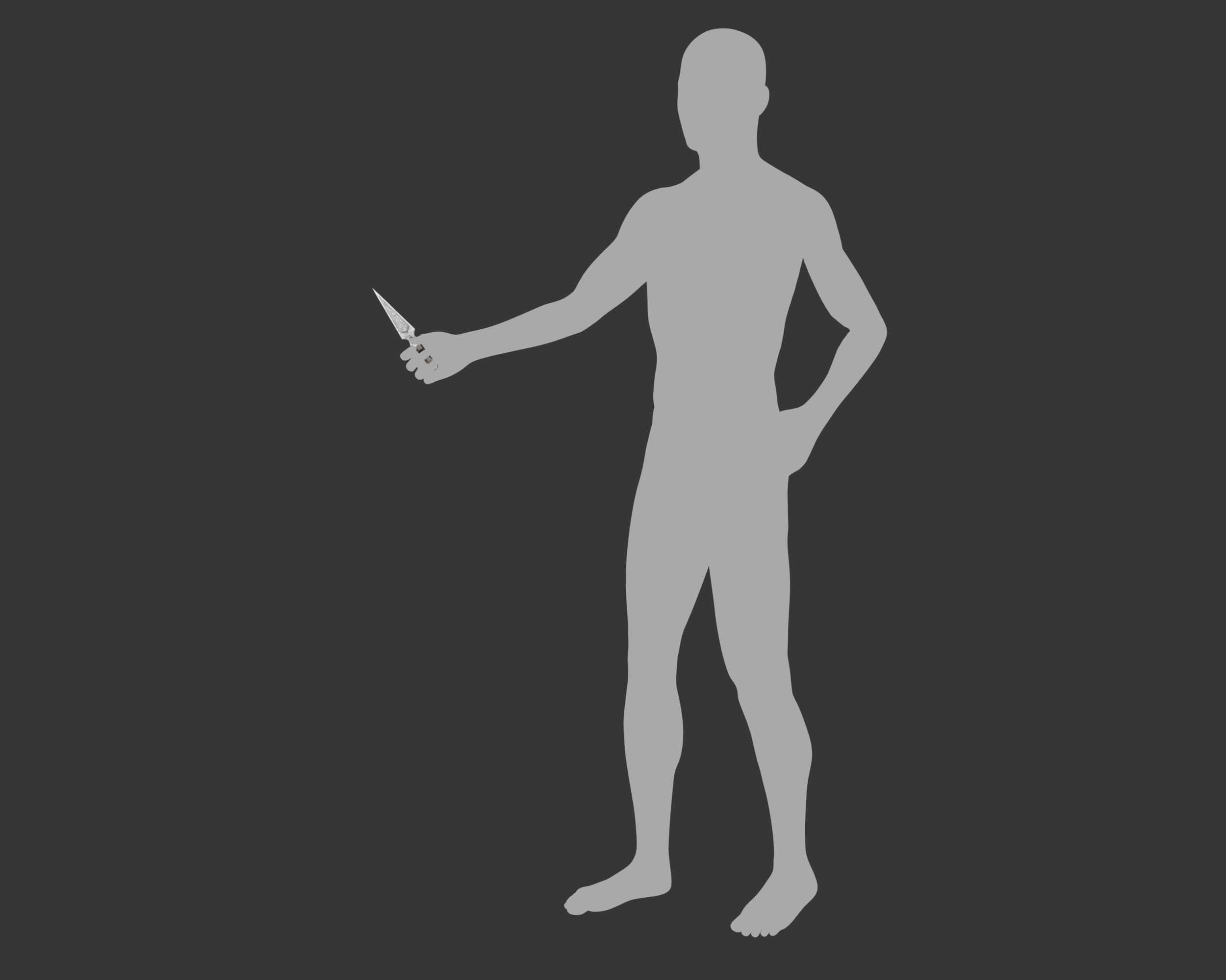 Medieval Elegant Weapon Throwing Knife Low-poly 3D model_15