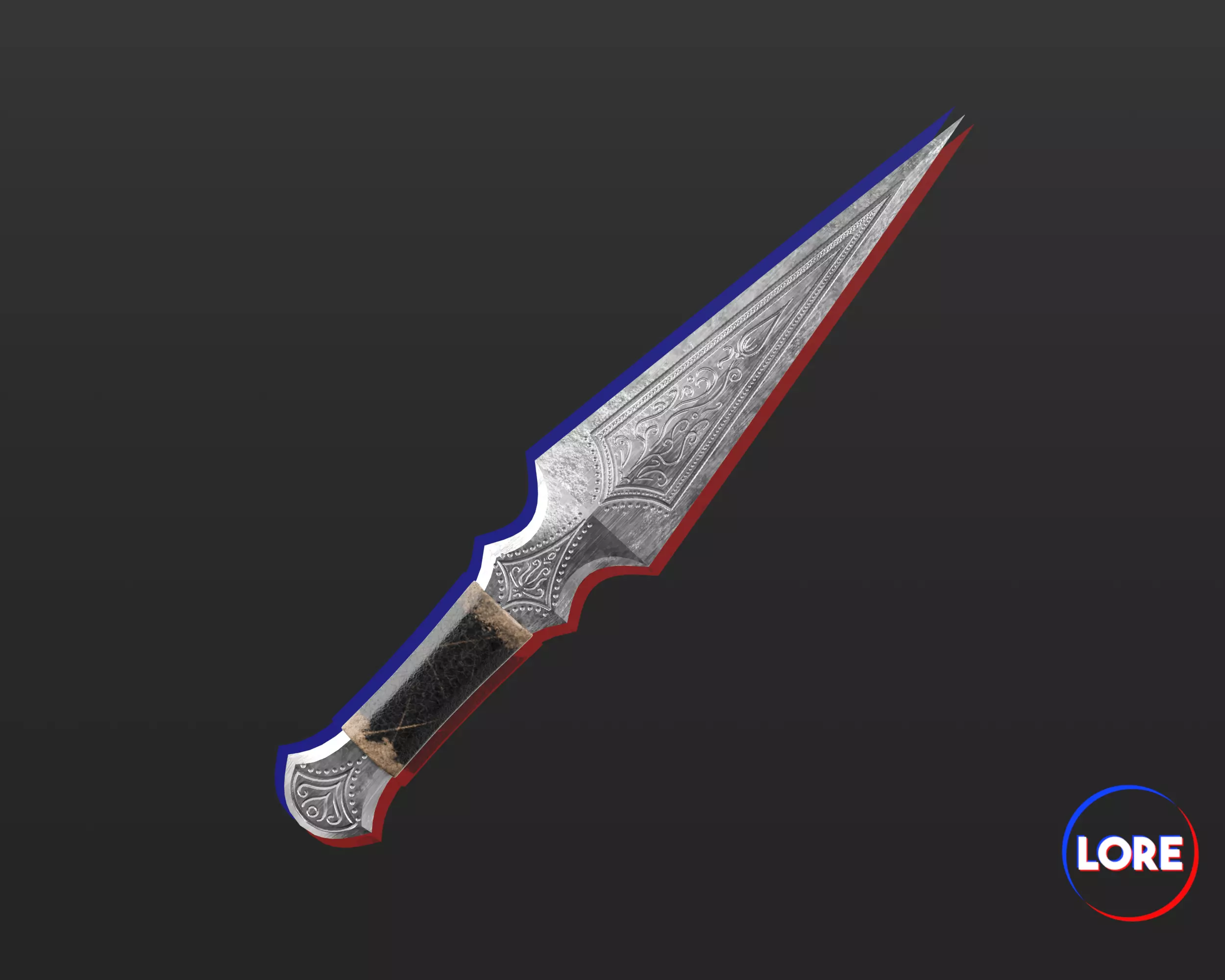 Medieval Elegant Weapon Throwing Knife Low-poly 3D model_0