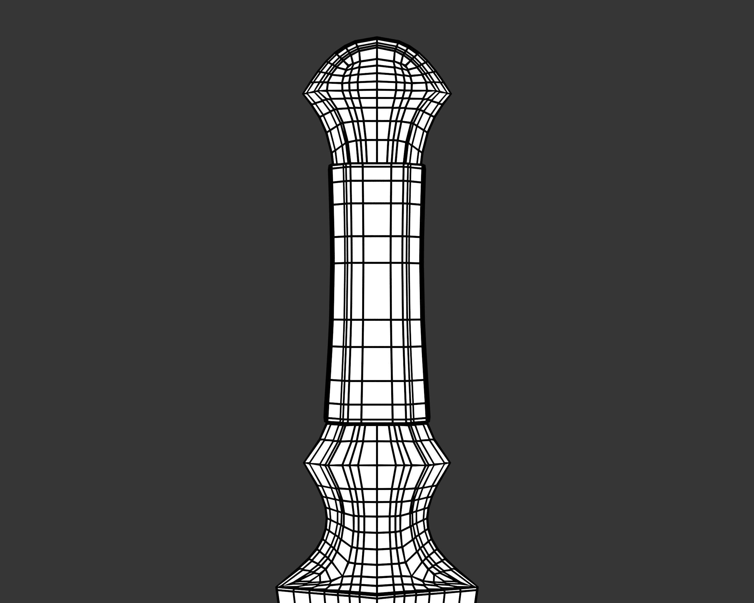 Medieval Elegant Weapon Throwing Knife Low-poly 3D model_14