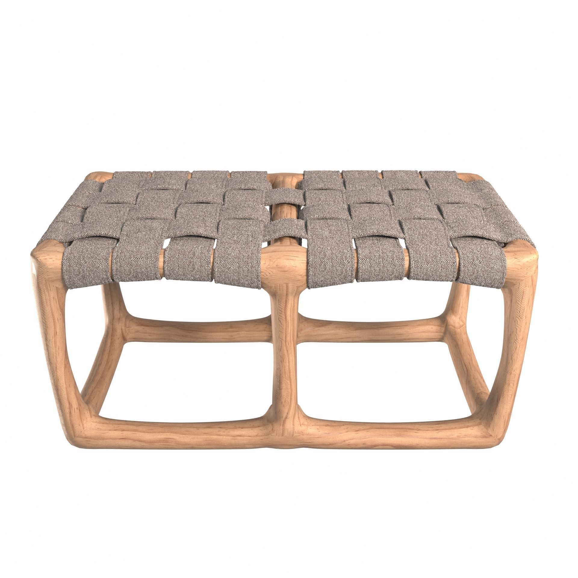 Wicker banquette with a wooden base 3D model_4