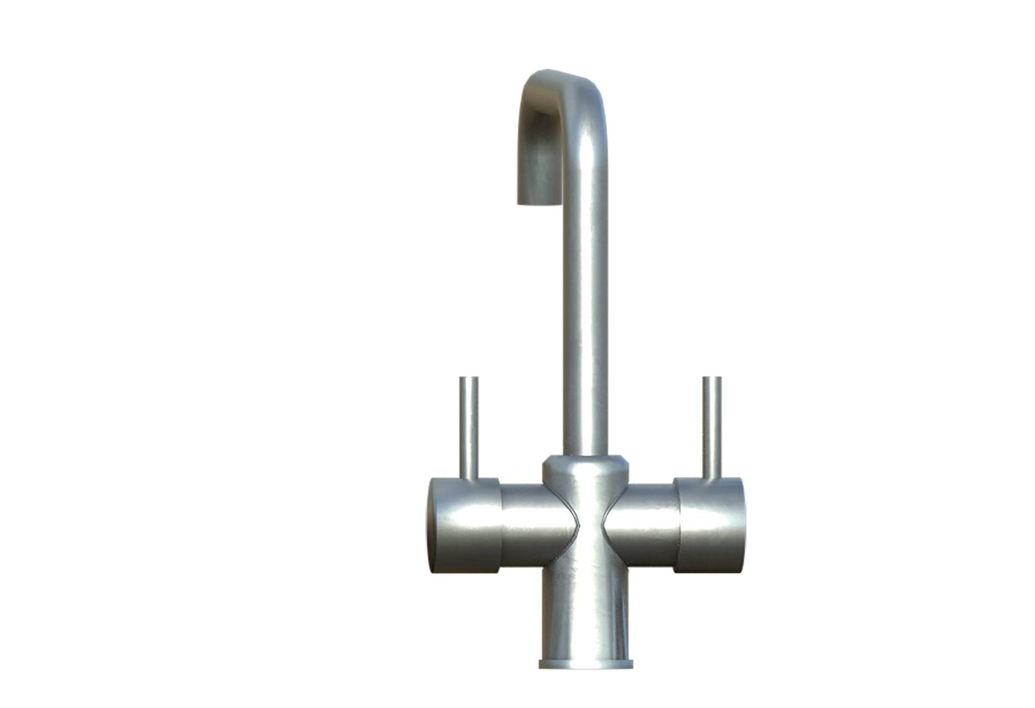 Faucet stainless steel kitchen Low-poly 3D model_2