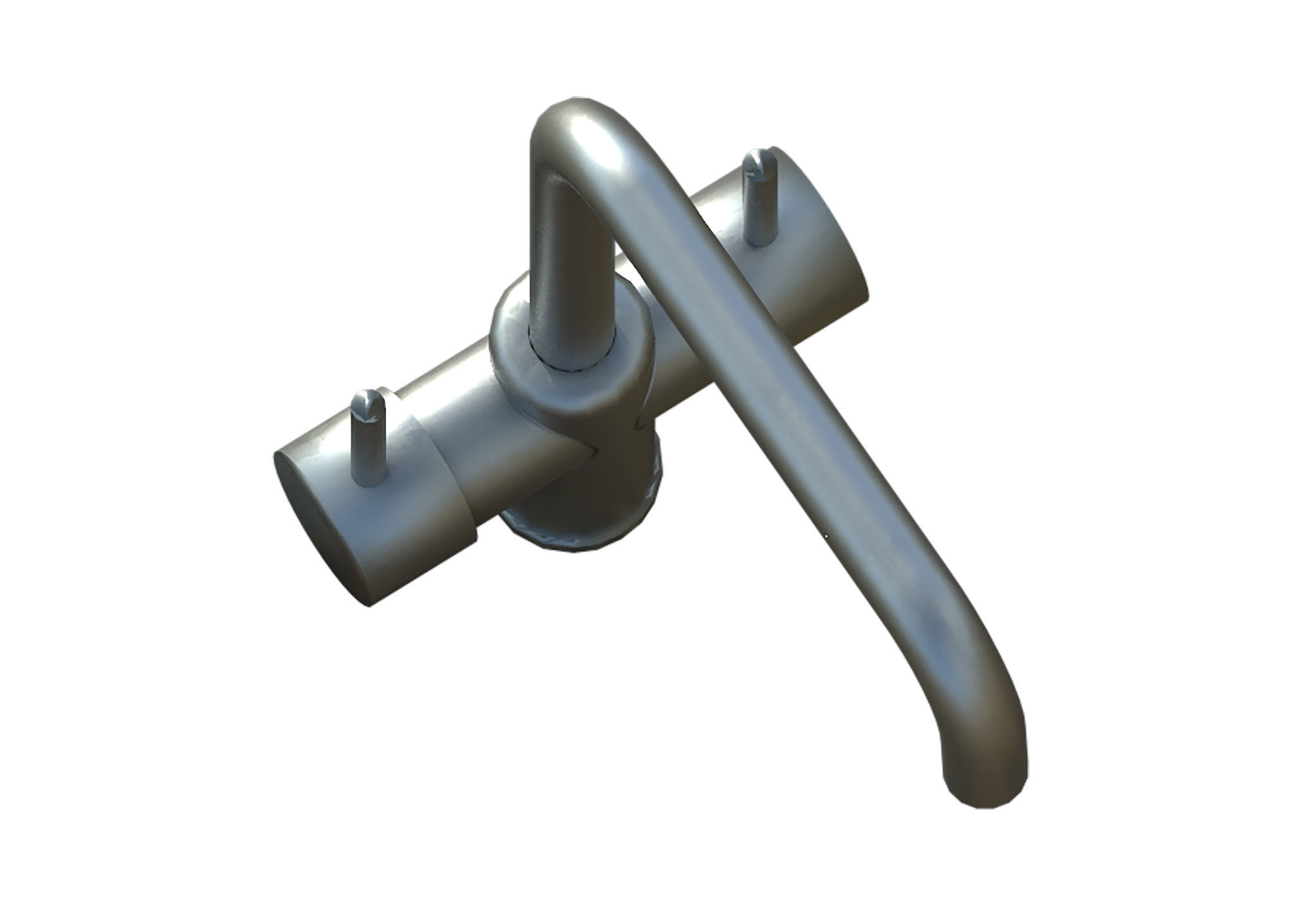 Faucet stainless steel kitchen Low-poly 3D model_4