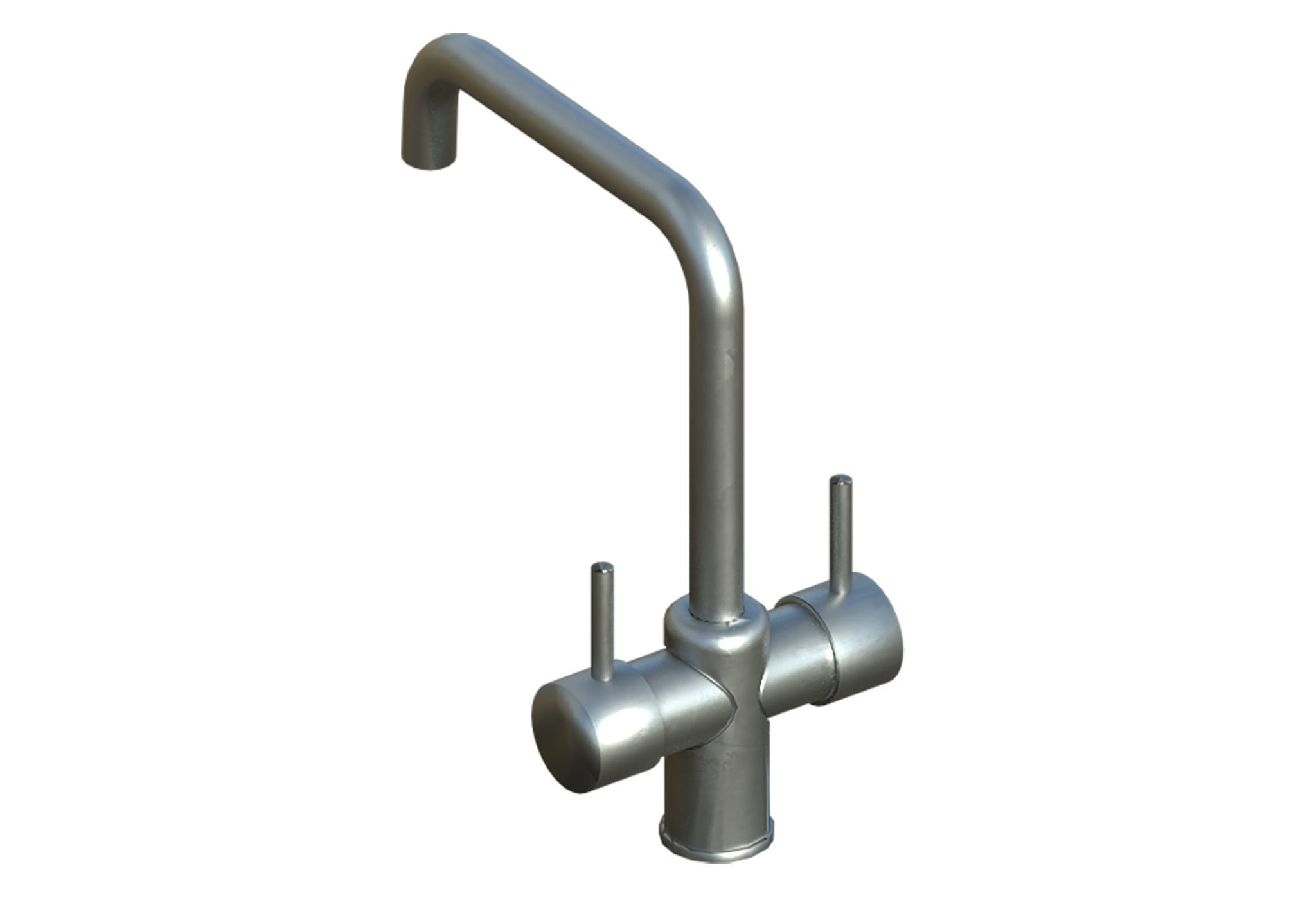 Faucet stainless steel kitchen Low-poly 3D model_3