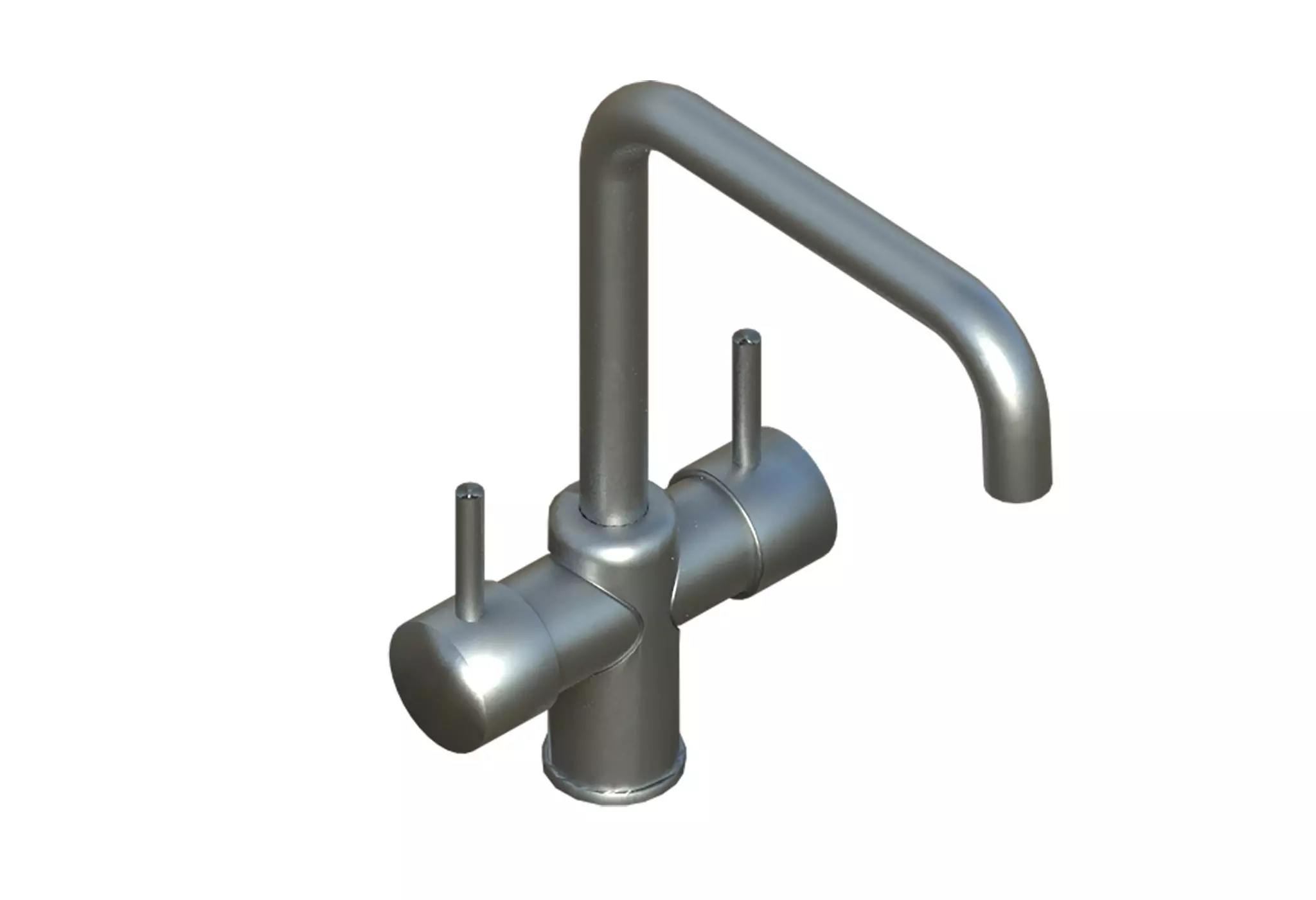 Faucet stainless steel kitchen Low-poly 3D model_0