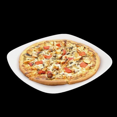 Chicken Pesto Pizza Low-poly 3D model 5