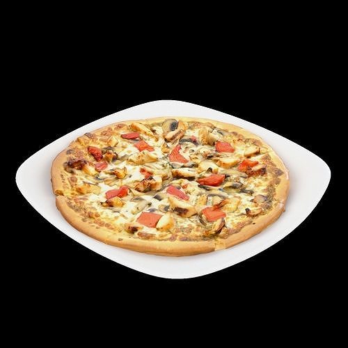 Chicken Pesto Pizza Low-poly 3D model 3