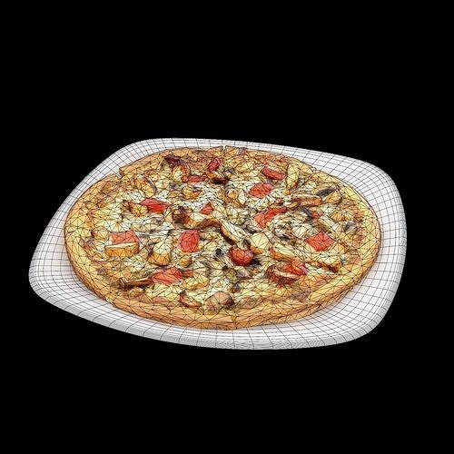 Chicken Pesto Pizza Low-poly 3D model 7