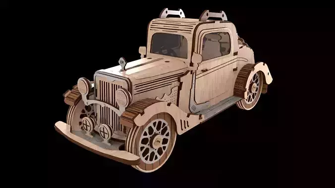 Wooden retro car