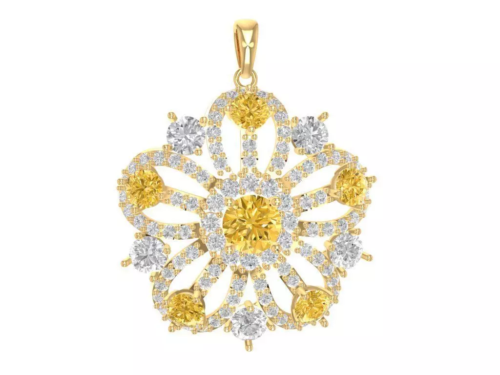 Luxury Flower Diamond Pendant Jewelry 878 3D print model