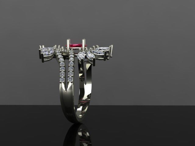 marquis ruby and diamond ring 3D print model_5