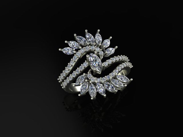 marquis ruby and diamond ring 3D print model_3