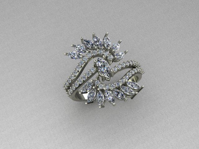 marquis ruby and diamond ring 3D print model_4