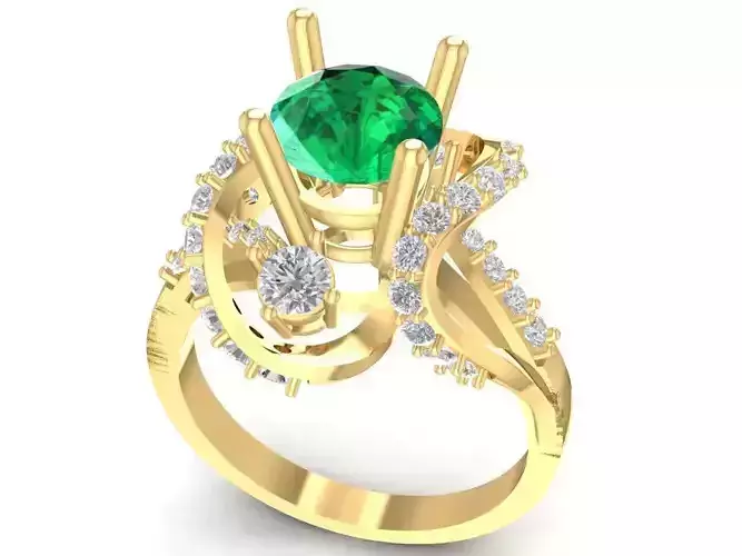 Elegant Emerald Diamond Ring Jewelry 880