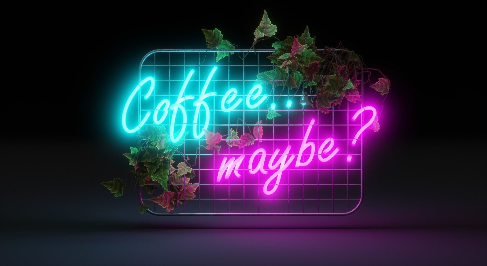 Neon sign coffee maybe Low-poly 3D model_1